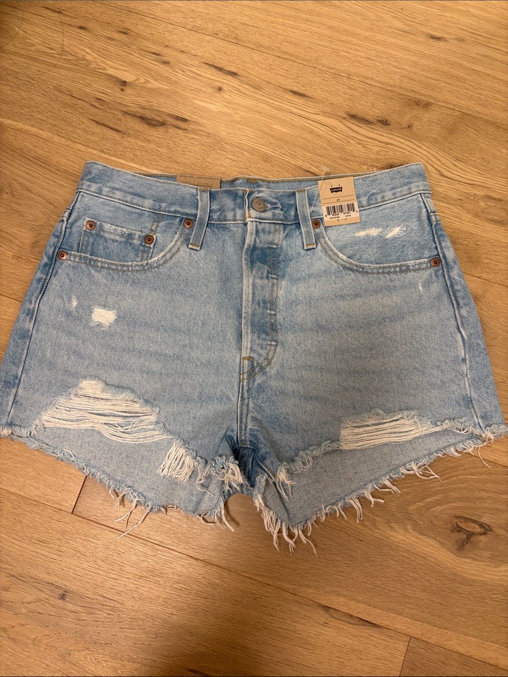 Levi’s Light Blue Distressed Denim Women's Shorts
